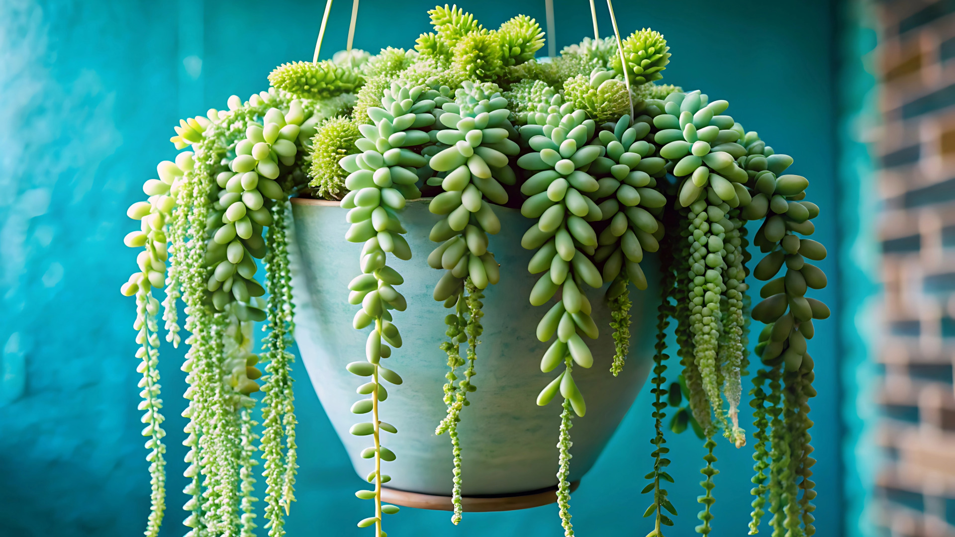 photo of Burro's Tail Plant in a hanging pot